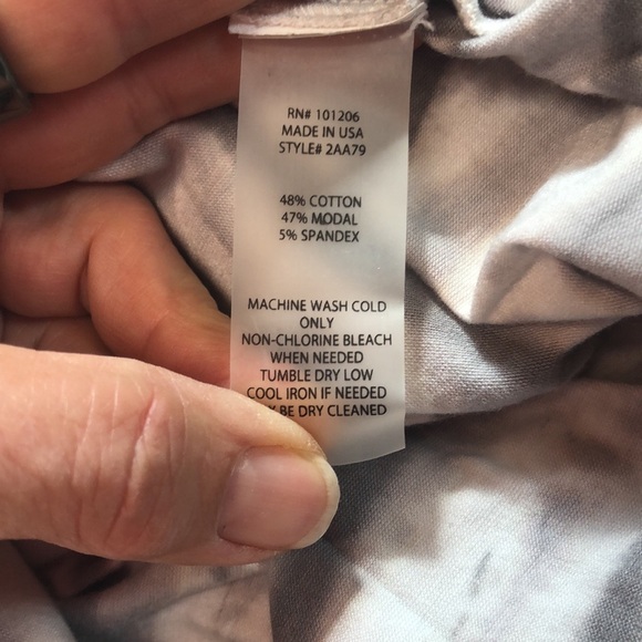 Soft Surrounding  faux front wrap tee shirt in soft gray white animal print - Picture 6 of 8